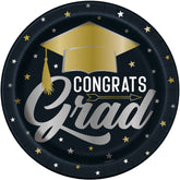 Stars & Caps Graduation Round 9" Paper Dinner Plates  8ct